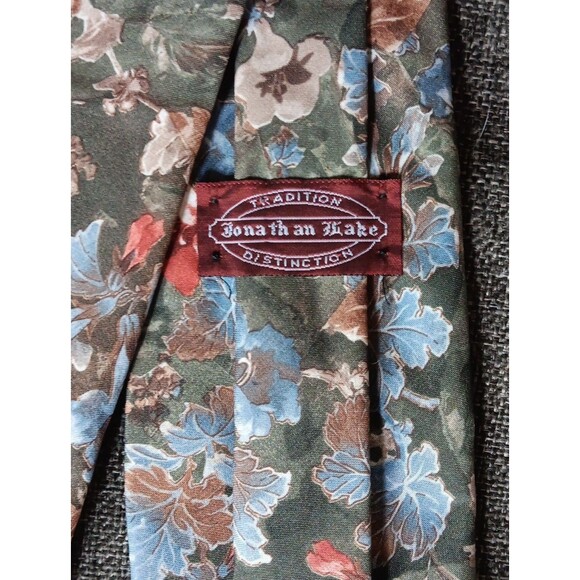 Tie 70s 80s 90s Y2K Mens Jonathon Lake Green Blue Orange Floral 3.5 Wide 55 Long - Picture 5 of 5